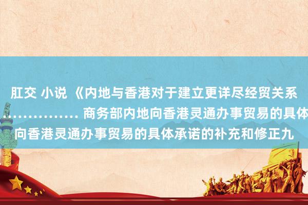 肛交 小说 《内地与香港对于建立更详尽经贸关系的安排》补充契约九 …………… 商务部　　内地向香港灵通办事贸易的具体承诺的补充和修正九