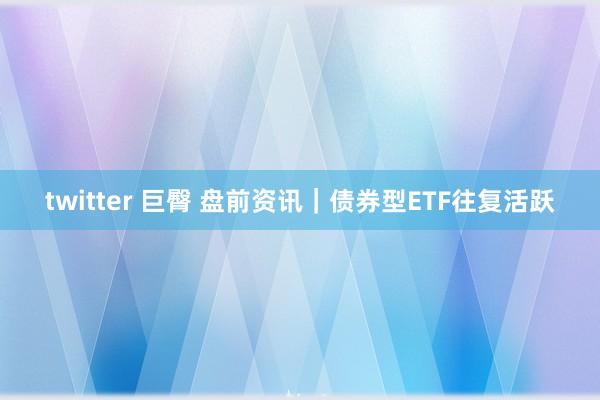 twitter 巨臀 盘前资讯｜债券型ETF往复活跃